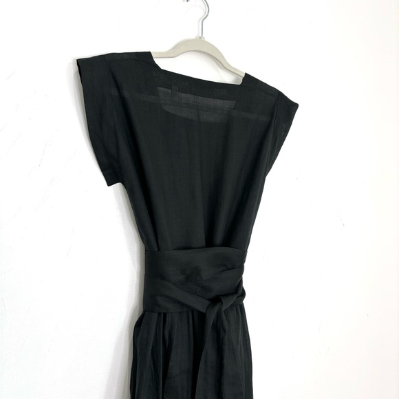 Doen Pacifica linen Wrap Sleeveless Black Midi dress - Picture 7 of 10